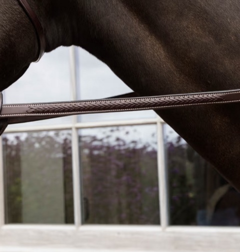 Gumowo-skórzane wodze 1/2" Dy'on D Collection z plecionką i 7 stoperami