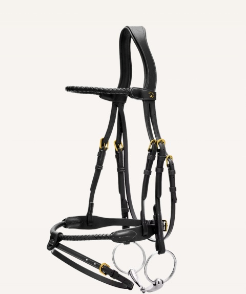 Ogłowie Dy'on D Collection z nachrapnikiem angielskim i plecionym naczółkiem