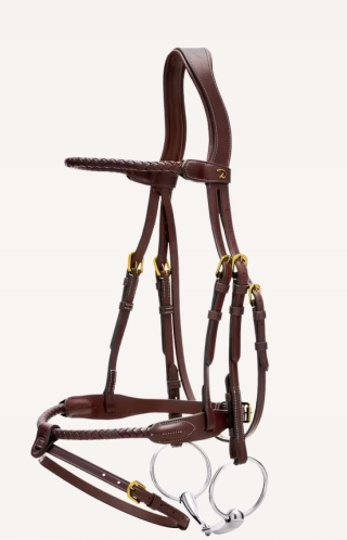 Ogłowie Dy'on D Collection z nachrapnikiem angielskim i plecionym naczółkiem