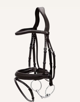 Ogłowie Dy'on z nachrapnikiem szwedzkim New English - pleciony naczółek