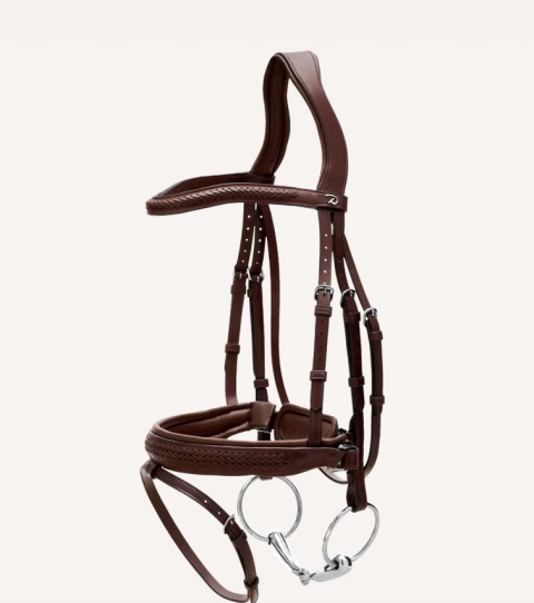 Ogłowie Dy'on z nachrapnikiem szwedzkim New English - pleciony naczółek