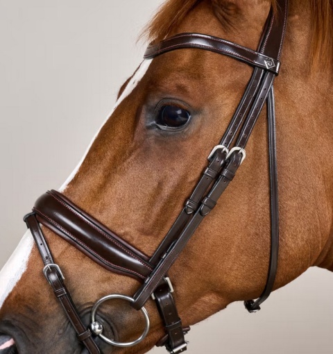 Ogłowie Dy'on z szerokim, matowym nachrapnikiem szwedzkim Working