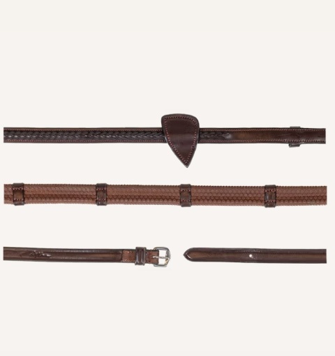 Skórzano-gumowe wodze Dy'on 1/2" New English z plecionką i 7 stoperami