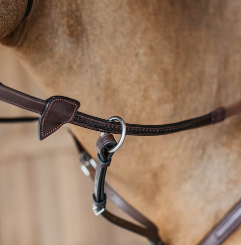 Skórzano-gumowe wodze Dy'on 1/2" New English z plecionką i 7 stoperami