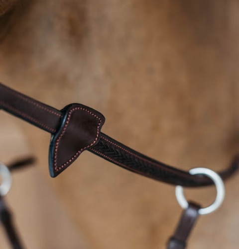 Skórzano-gumowe wodze Dy'on 1/2" New English z plecionką i 7 stoperami