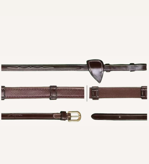 Skórzano-gumowe wodze Dy'on Hunter 5/8" z 7 stoperami D Collection