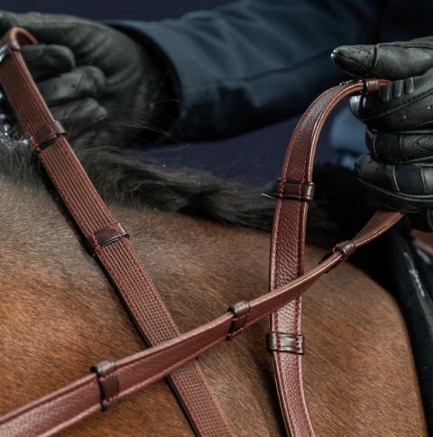 Skórzano-gumowe wodze Dy'on Hunter 5/8" z 7 stoperami New English