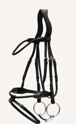 Ogłowie Dy'on New English z nachrapnikiem angielskim i plecionym naczółkiem