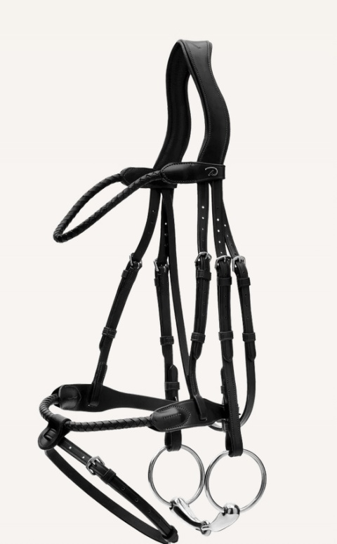 Ogłowie Dy'on New English z nachrapnikiem angielskim i plecionym naczółkiem