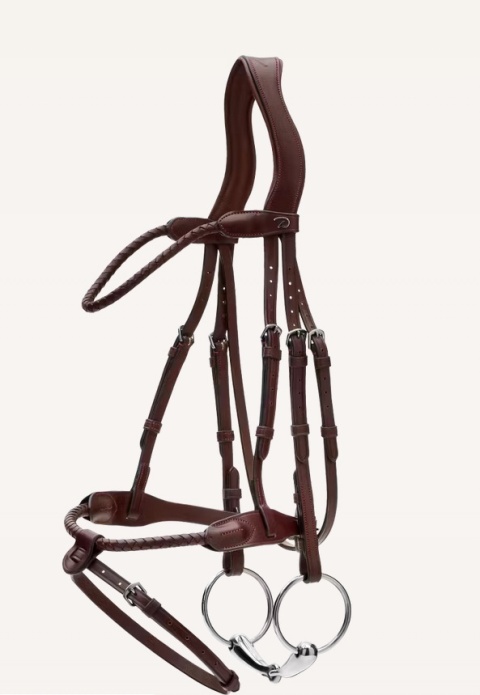 Ogłowie Dy'on New English z nachrapnikiem angielskim i plecionym naczółkiem