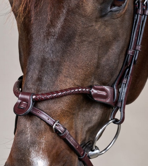 Ogłowie Dy'on New English z nachrapnikiem angielskim i plecionym naczółkiem