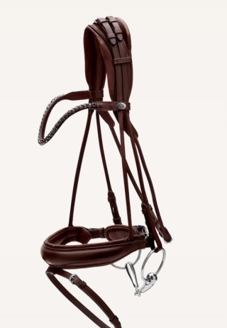 Ogłowie Dy'on Round Soft Leather z nachrapnikiem szwedzkim i kryształkami