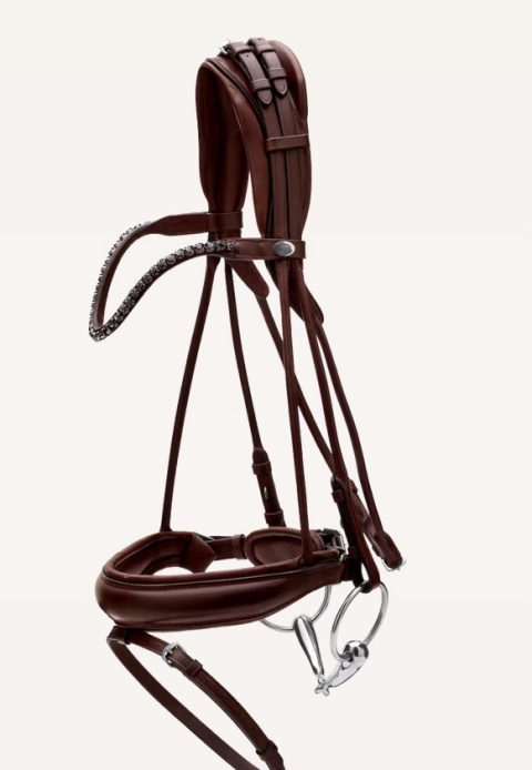 Ogłowie Dy'on Round Soft Leather z nachrapnikiem szwedzkim i kryształkami