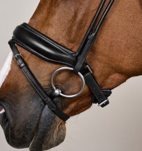 Ogłowie Dy'on Round Soft Leather z nachrapnikiem szwedzkim i kryształkami