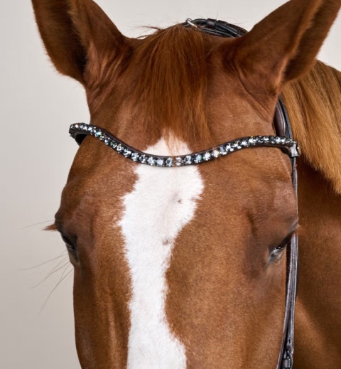 Ogłowie Dy'on Round Soft Leather z nachrapnikiem szwedzkim i kryształkami