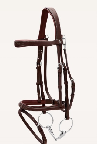 Ogłowie Dy'on z nachrapnikiem angielskim,skośnikiem i karabińczykiem