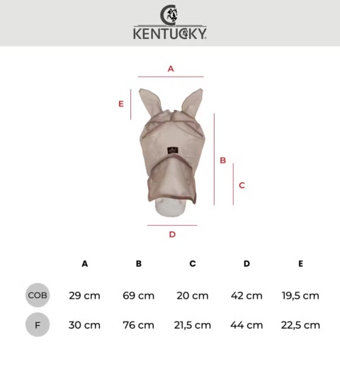 Maska przeciw owadom Kentucky Heart z uszami i ochroną nosa