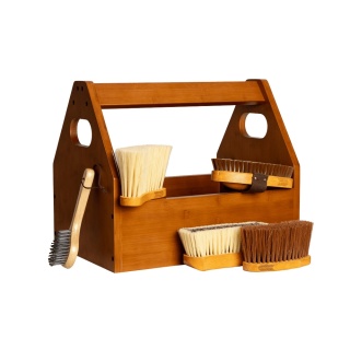 Bambusowy kufer stajenny ze stojakiem na siodło Grooming Deluxe Brush Box