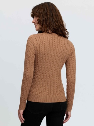 Damski sweter z dekoltem w serek Lemieux Carla Cable V-Neck Knit Jumper