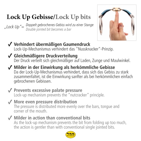 Pelham podwójnie łamany długi Kavalkade Ergonomic Lock Up 14 mm