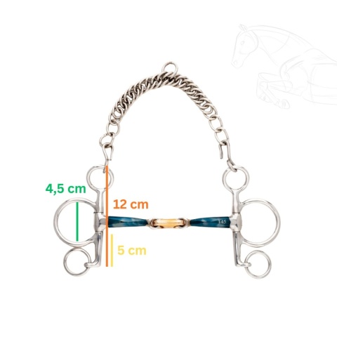 Pelham podwójnie łamany krótki Kavalkade Ergonomic Lock Up 14 mm