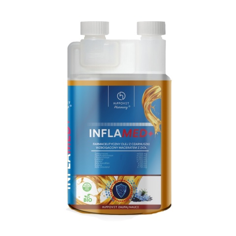 Farmaceutyczny olej z czarnuszki Hippovet Pharmacy Inflamed+ 1,2 L