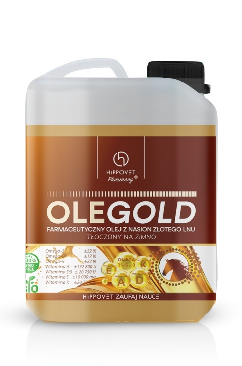 Olej lniany Hippovet Pharmacy Olegold z wit.ADEK - 5L